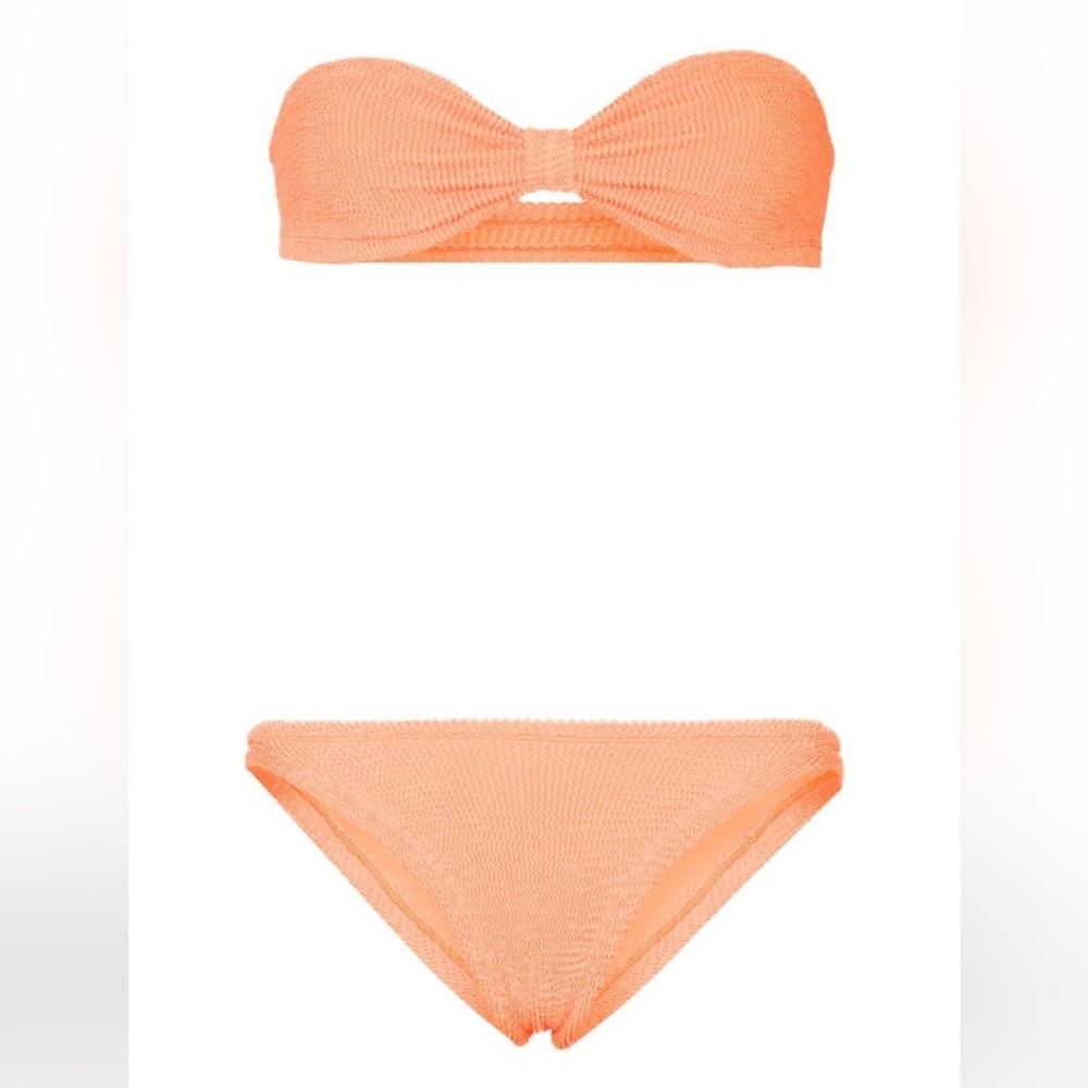 Hunza G jean crinkle-effect bandeau bikini